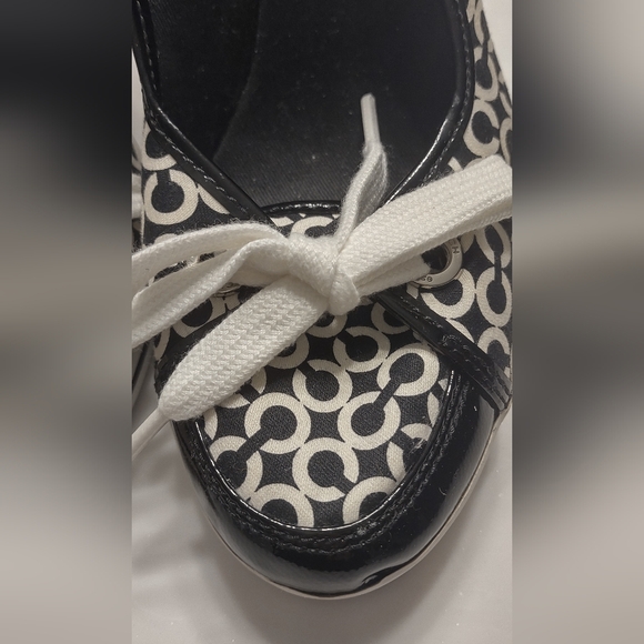 Coach black/white canvas wedge shoes - Picture 3 of 8